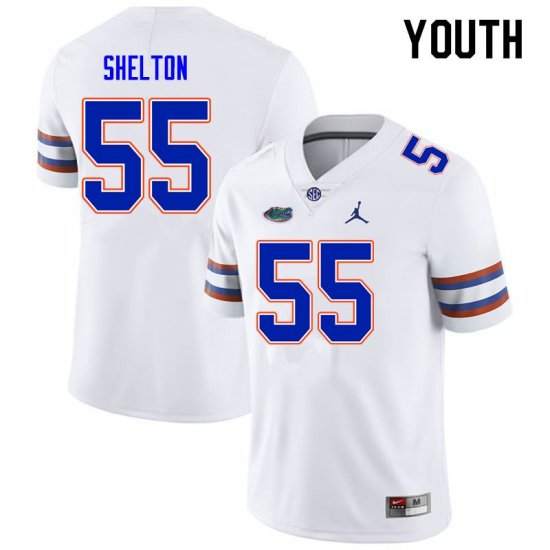 Youth Florida Gators #55 Antonio Shelton NCAA Nike White Authentic Stitched College Football Jersey CTK2462EA